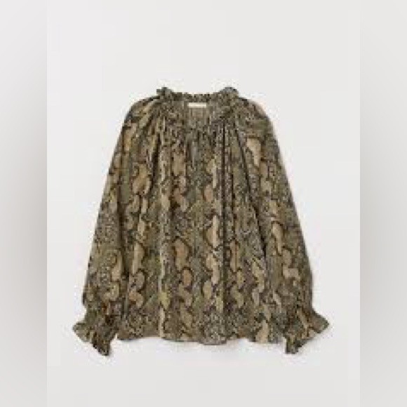 H&M Snakeskin Blouse Top | Boho Peasant Blouse - Picture 7 of 7